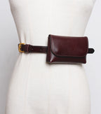 Ceinture cuir véritable avec pochette – Style Coréen Minimaliste