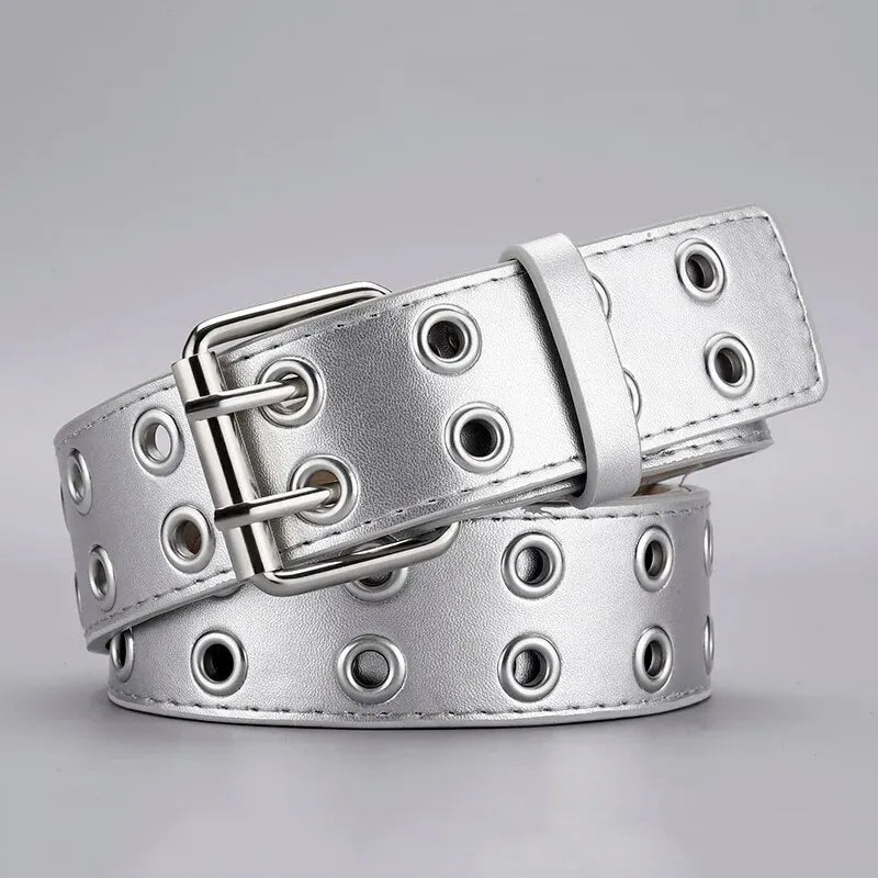 Ceinture Tendance Double Trou — Style Y2K Punk Rock, Sans Poinçon, 110 cm MYNELIA