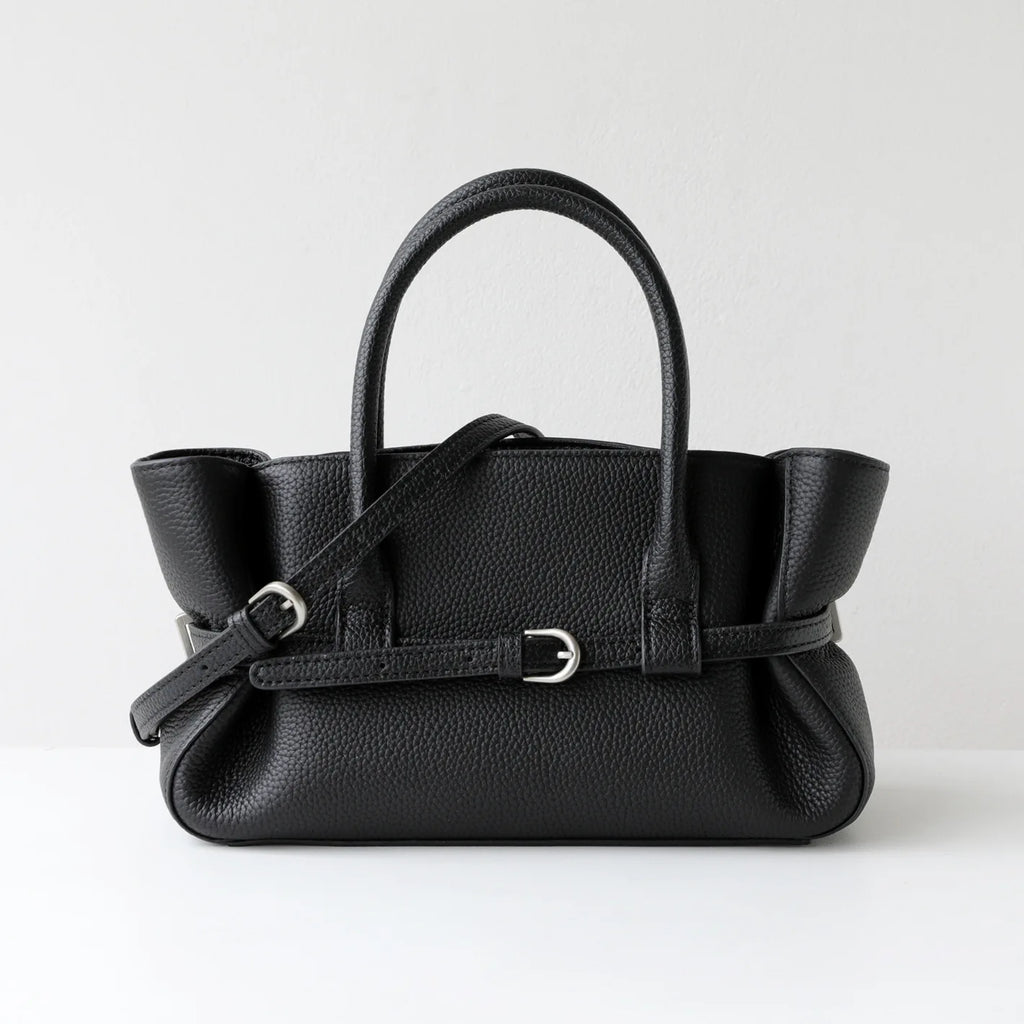 Sac Satchel Cuir Véritable Boucle Ceinture Doublure Coton Bio Croisé