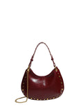 Sac bandoulière femme brun en cuir PU à rivets