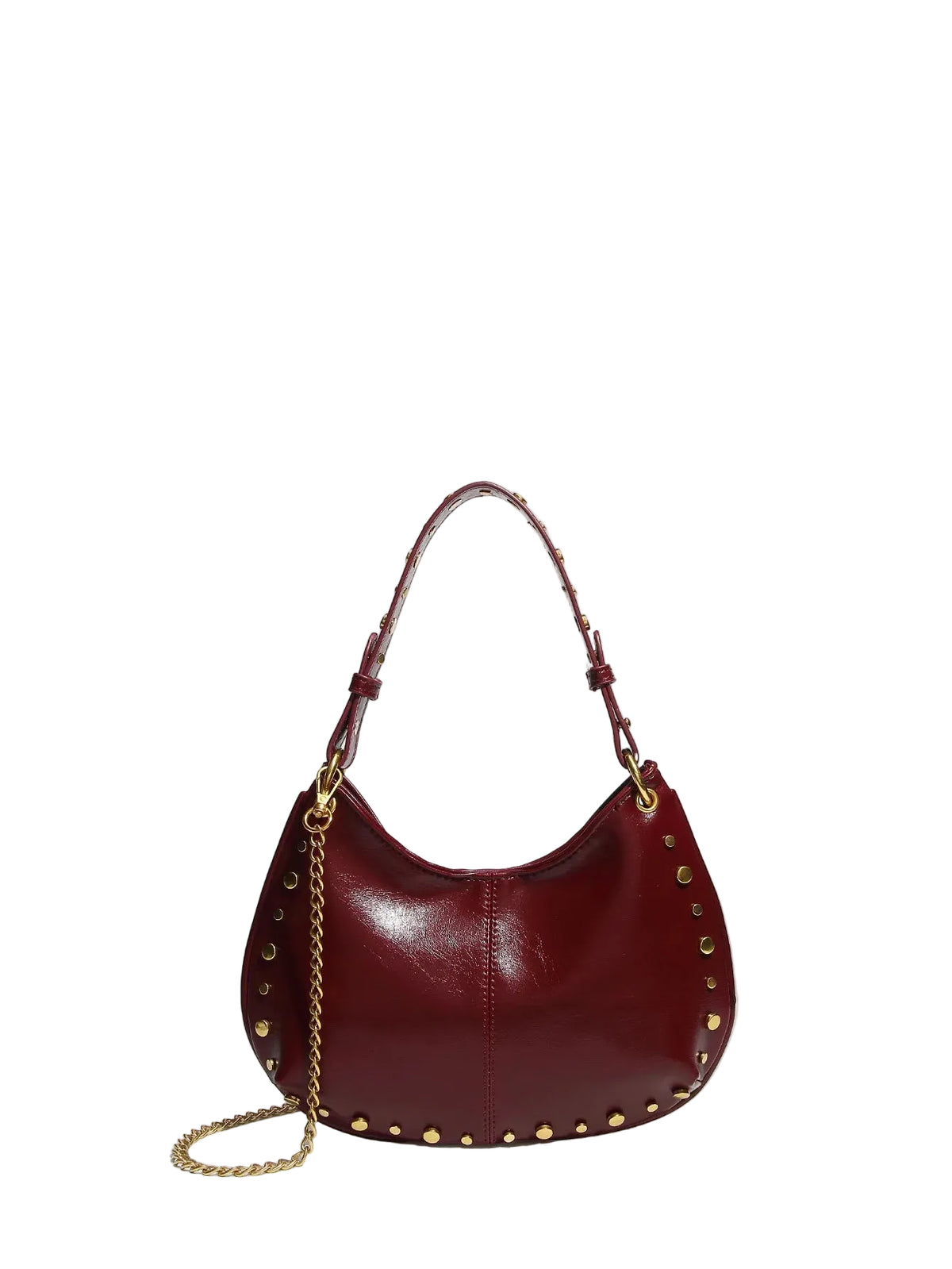 Sac bandoulière femme brun en cuir PU à rivets