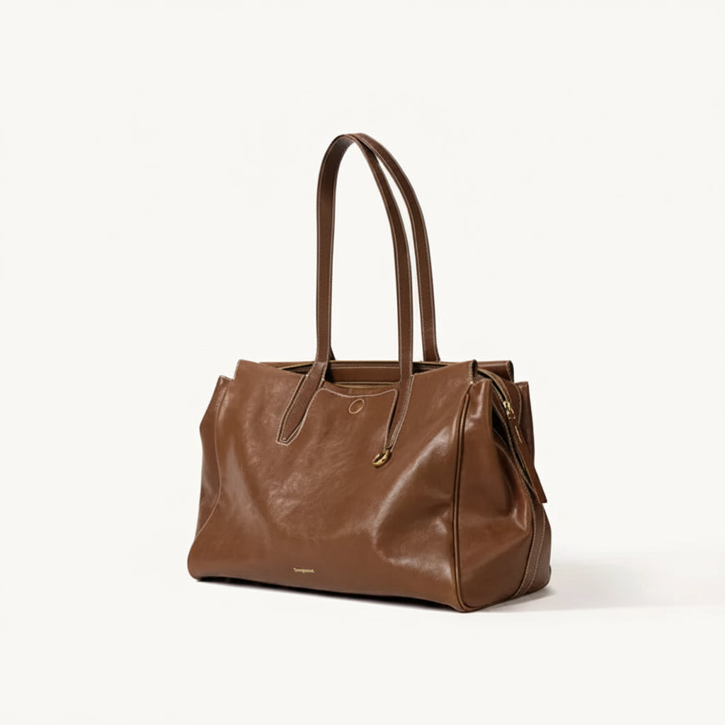 Sac à main tote en cuir véritable tanné végétal — Élégance & Caractère MYNELIA