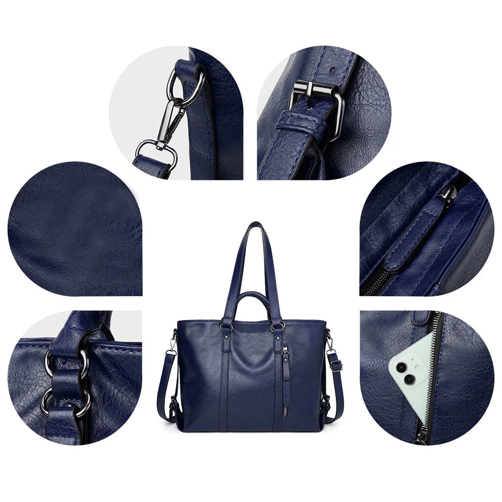 Work handbag 14inch retro PU leather and multi pocket design, suitable for office computer bag for daily use during MYNELIA
