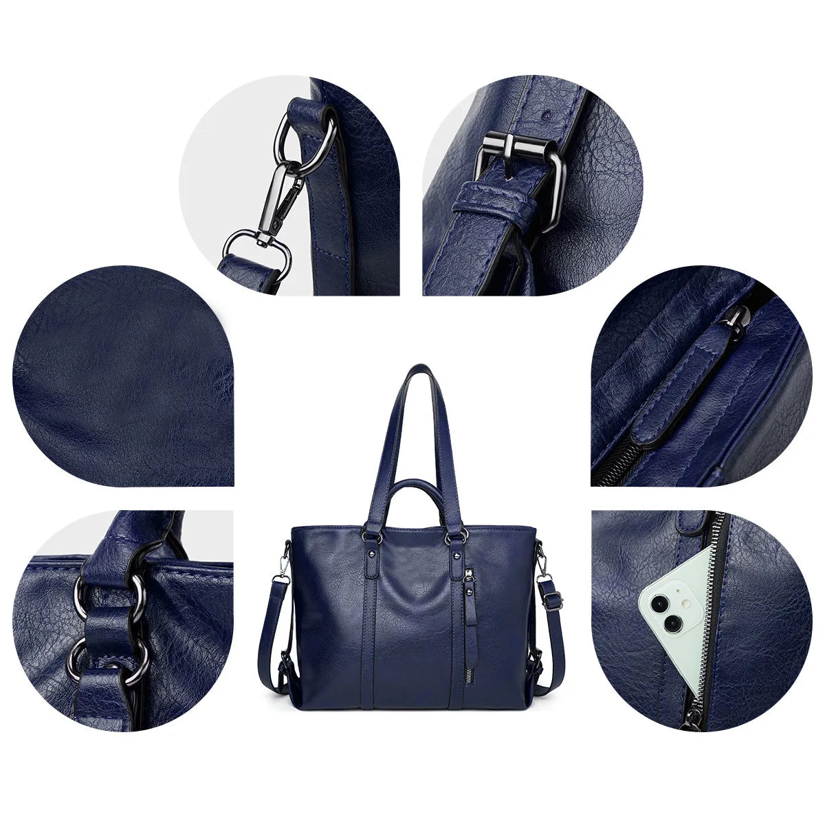 Work handbag 14inch retro PU leather and multi pocket design, suitable for office computer bag for daily use during MYNELIA