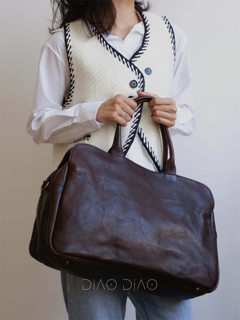 Sac en cuir véritable – Business, Intercalaire Ordinateur, Grande capacité