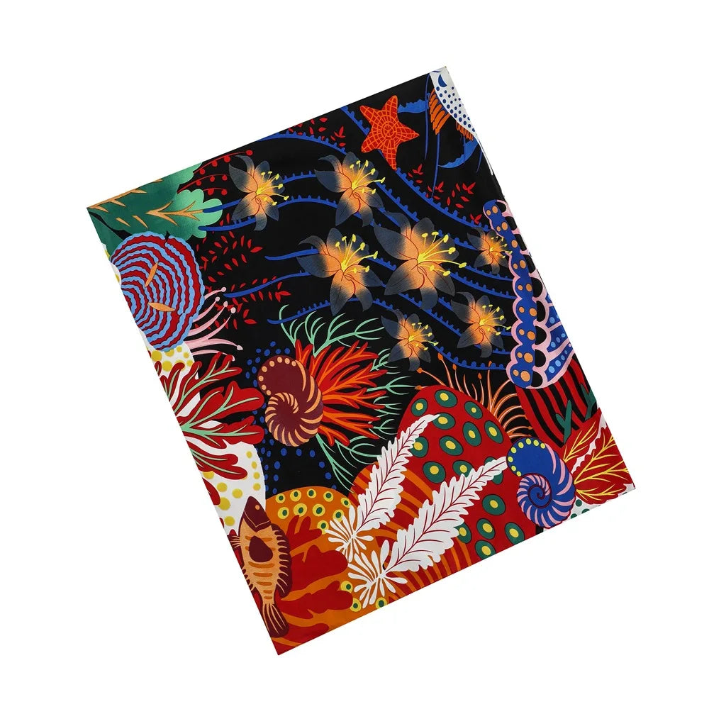 Foulard Soie Twill 100% Motif Monde Sous-Marin Châle Multiport