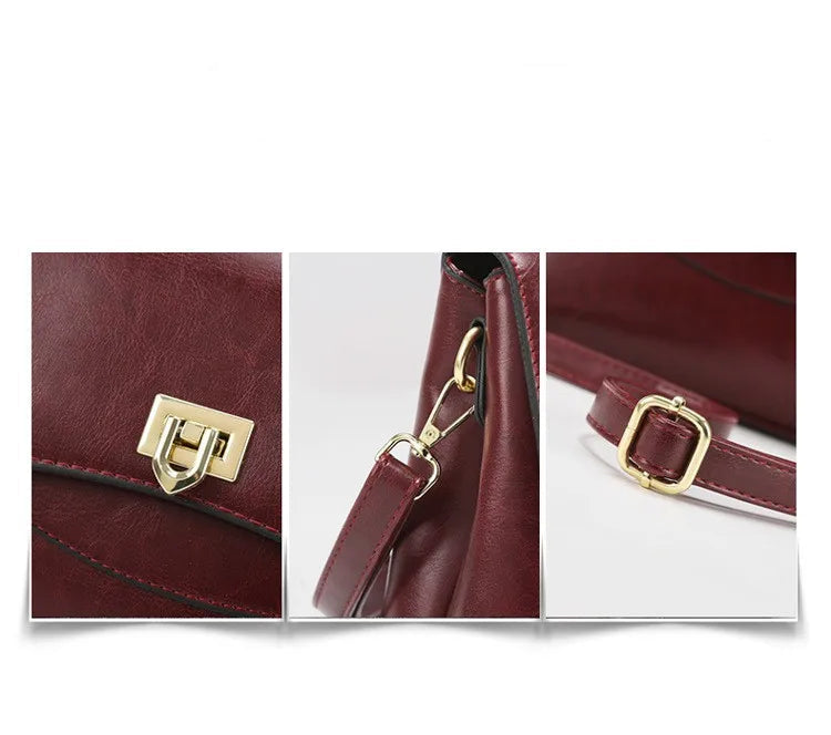 Sac en cuir PU Souple Urbain Lock Buckle Poche Épaule Croisé