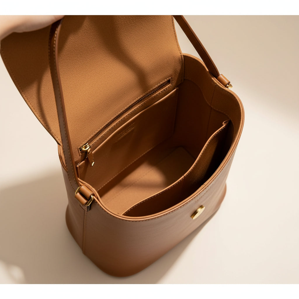 Sac en cuir cuir d’agneau véritable Femme – Doublure fourrure style luxe