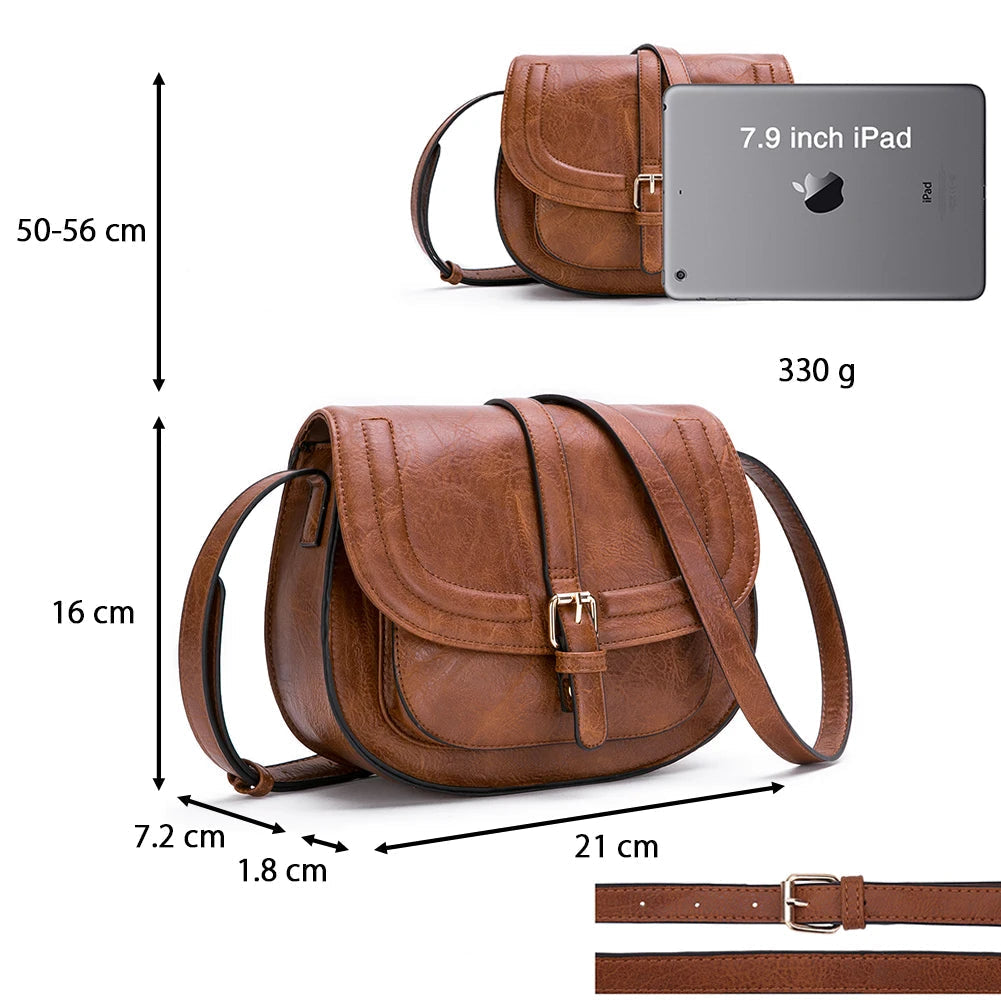 Sac à main Crossbody Cuir PU – Style Boho Selle,Décoration Frondée MYNELIA