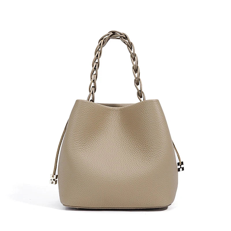 Sac bucket en cuir véritable souple – Doublure cuir