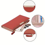 Ultra Slim Wallet For Women, RFID Blocking Credit Card Holder, Bifold Clutch Coin Zipper Travel Long Purse MYNELIA
