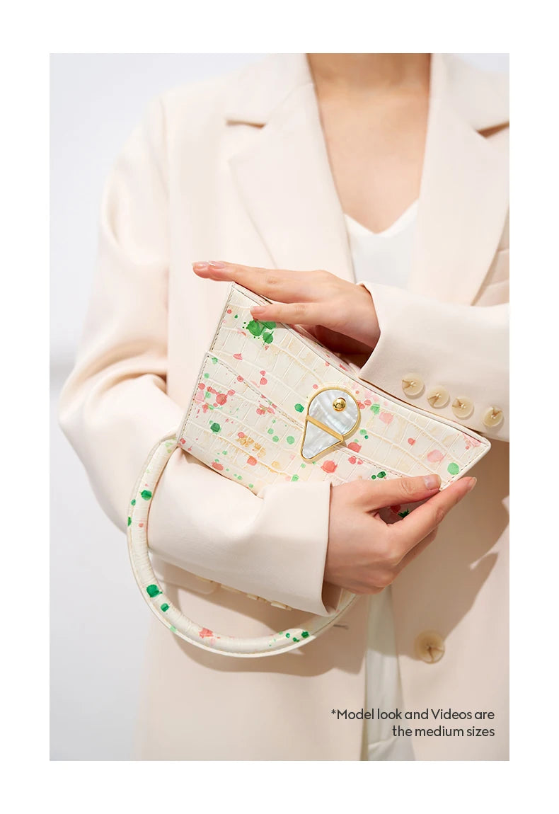 Sac en cuir véritable LAFESTIN – Motif floral,Poche rabat