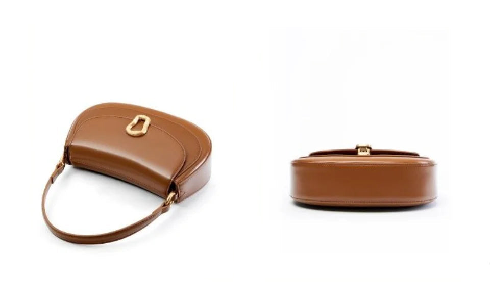 Handtasche aus echtem Rindsleder für Damen, unifarbene, modische Pendler-Umhängetaschen, klassische, niedliche Clutch, funktionelle Satchels