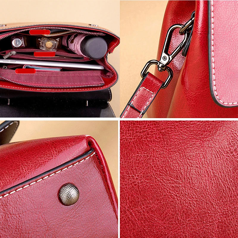 Sac à main rabat cuir véritable vintage – Flap Bag Luxe