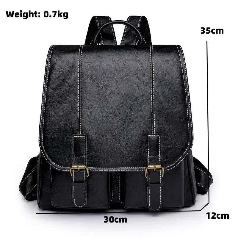 Sac à Dos Vintage en Cuir Souple – Grande Capacité, Mixte & Intemporel MYNELIA