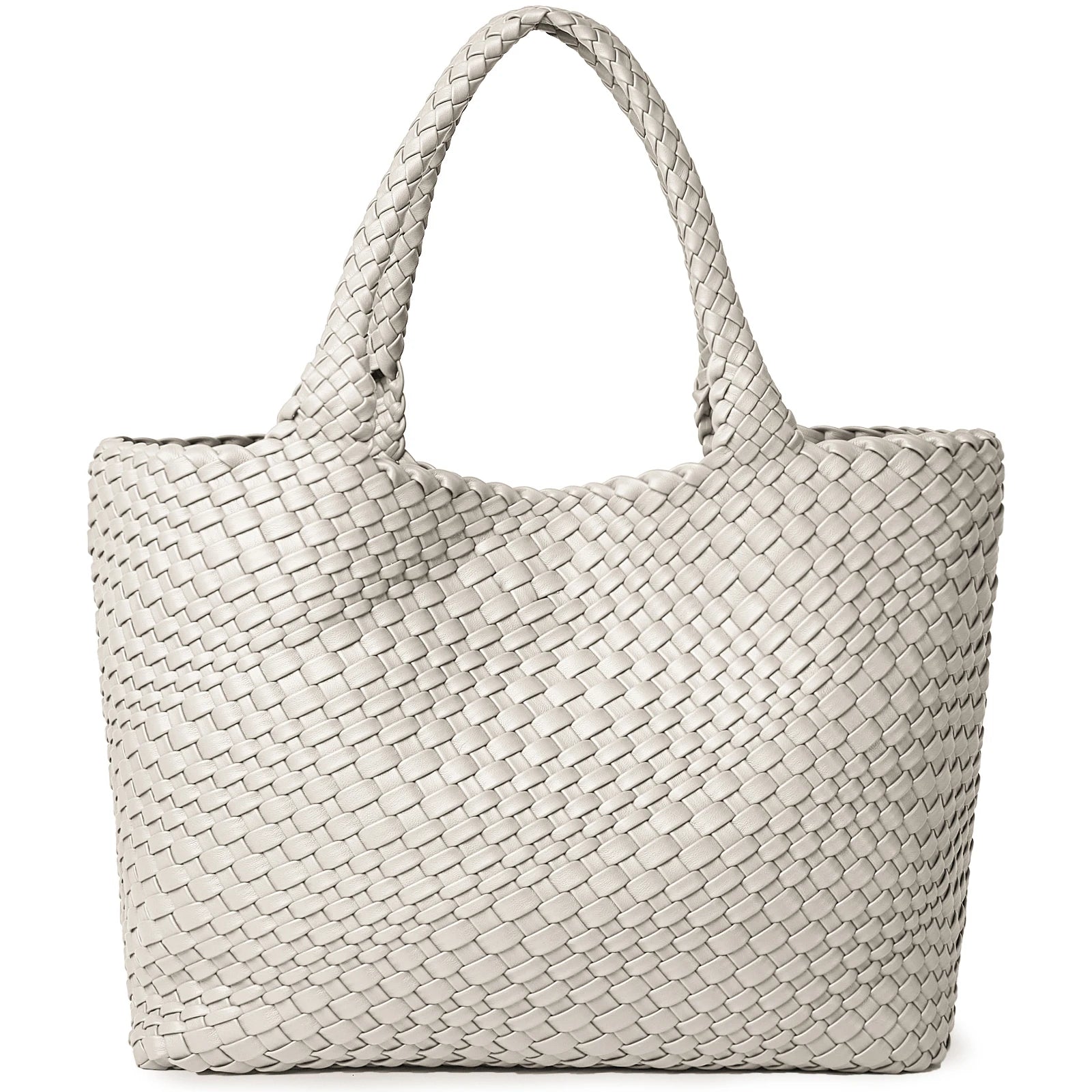 Sac Tote tressé en cuir PU vegan – Artisanal, Fermeture Hasp
