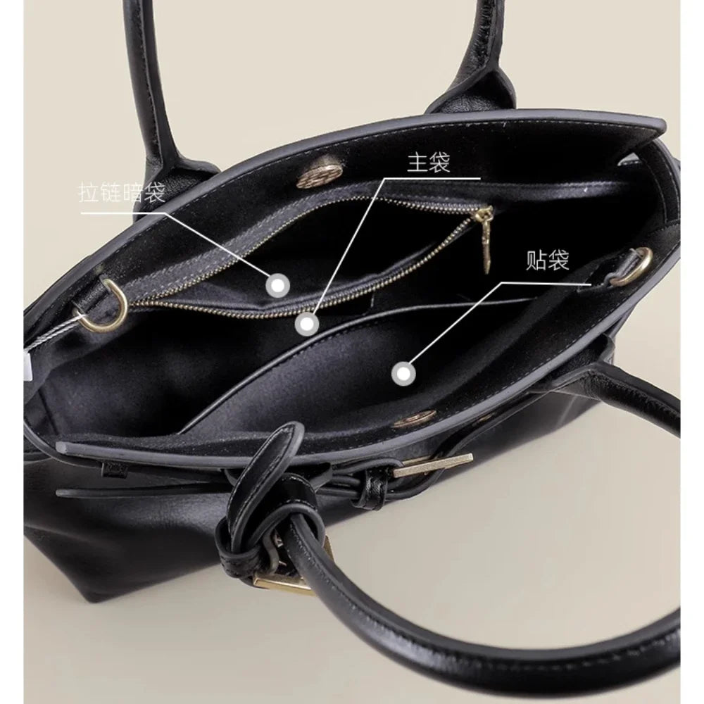 Sac à Main Cuir Ciré Huile Femme | Tote Casual Chic – Intemporels MYNELIA