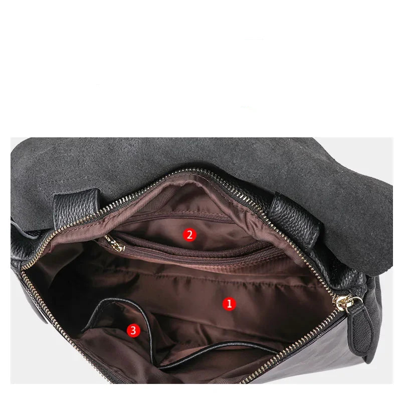 Sac à main en cuir grainé – Anse boucle & Bandoulière style casual chic