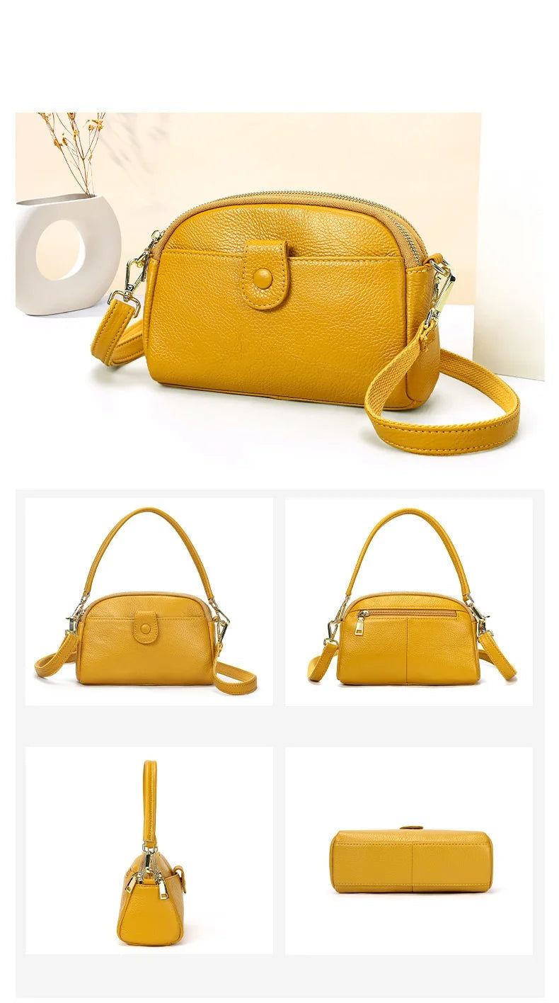Petit sac épaule en cuir de vachette à poches intérieures