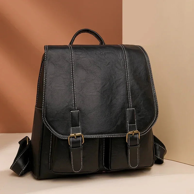 Sac à Dos Vintage en Cuir Souple – Grande Capacité, Mixte & Intemporel MYNELIA