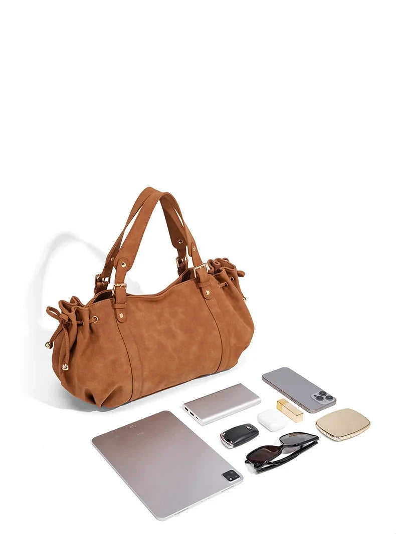 Sac Tote Boston PU Souple Imperméable Rivets Rétro
