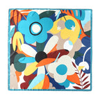 Foulard carré femme en polyester satiné – Motif floral 90 × 90 cm