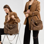 Sac à main cabas en daim cuir véritable -Grande capacité, Style Casual MYNELIA