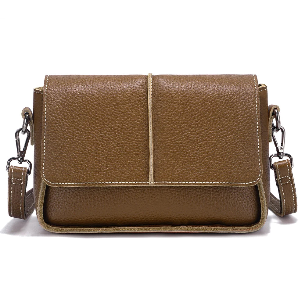 Sac bandoulière cuir véritable –Pochette Carrée Rabat Style Rétro MYNELIA