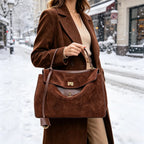 Sac à main cabas en daim cuir véritable -Grande capacité, Style Casual MYNELIA