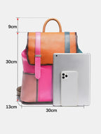 Sac à Dos Cuir Patchwork Multicolore – Grande Capacité & Voyage
