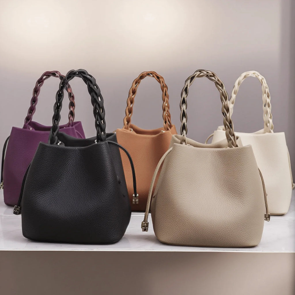 Sac bucket en cuir véritable souple – Doublure cuir