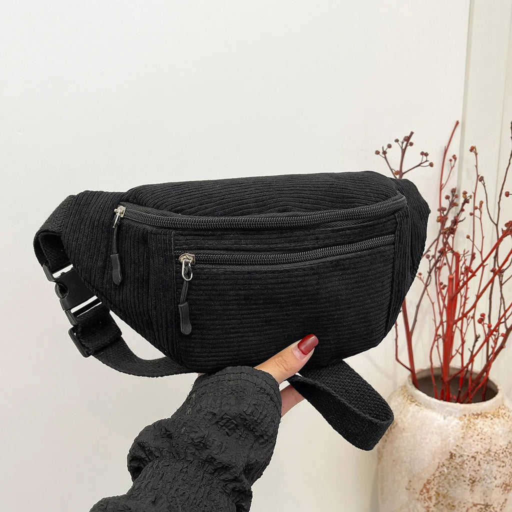 Sac banane velours côtelé — Pochette Tendance Femme | Bandoulière & Ceinture MYNELIA