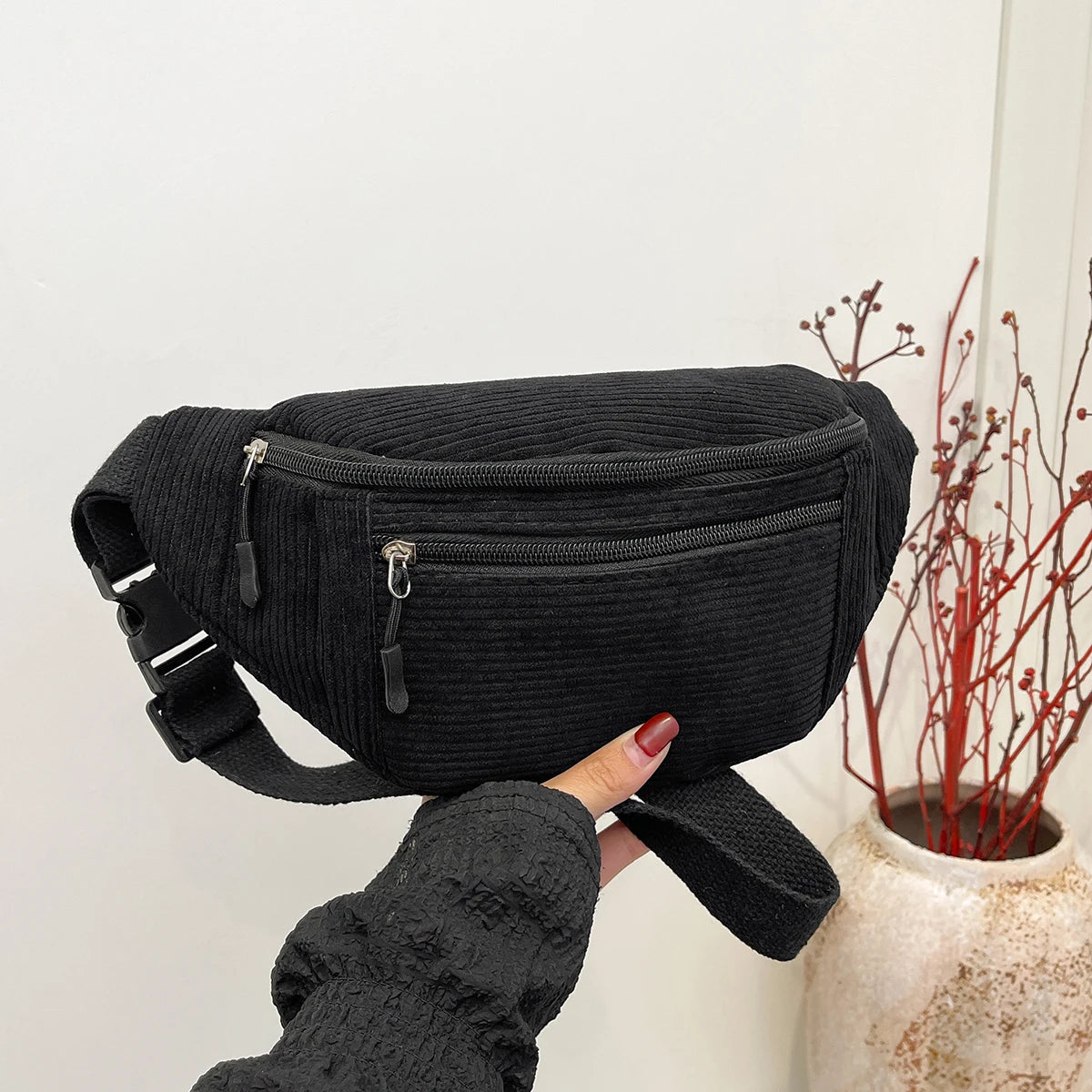 Sac banane velours côtelé — Pochette Tendance Femme | Bandoulière & Ceinture MYNELIA