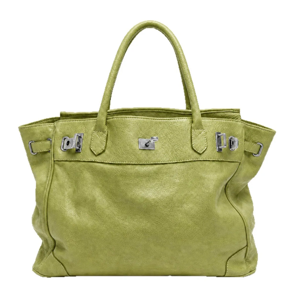 Sac Tote en cuir PU Souple Boucles Métal Double Poignée