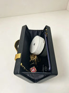 Pochette de soirée femme en simili cuir avec décor métallique