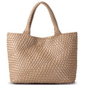 Sac Tote tressé en cuir PU vegan – Artisanal, Fermeture Hasp