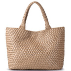 Sac Tote tressé en cuir PU vegan – Artisanal, Fermeture Hasp