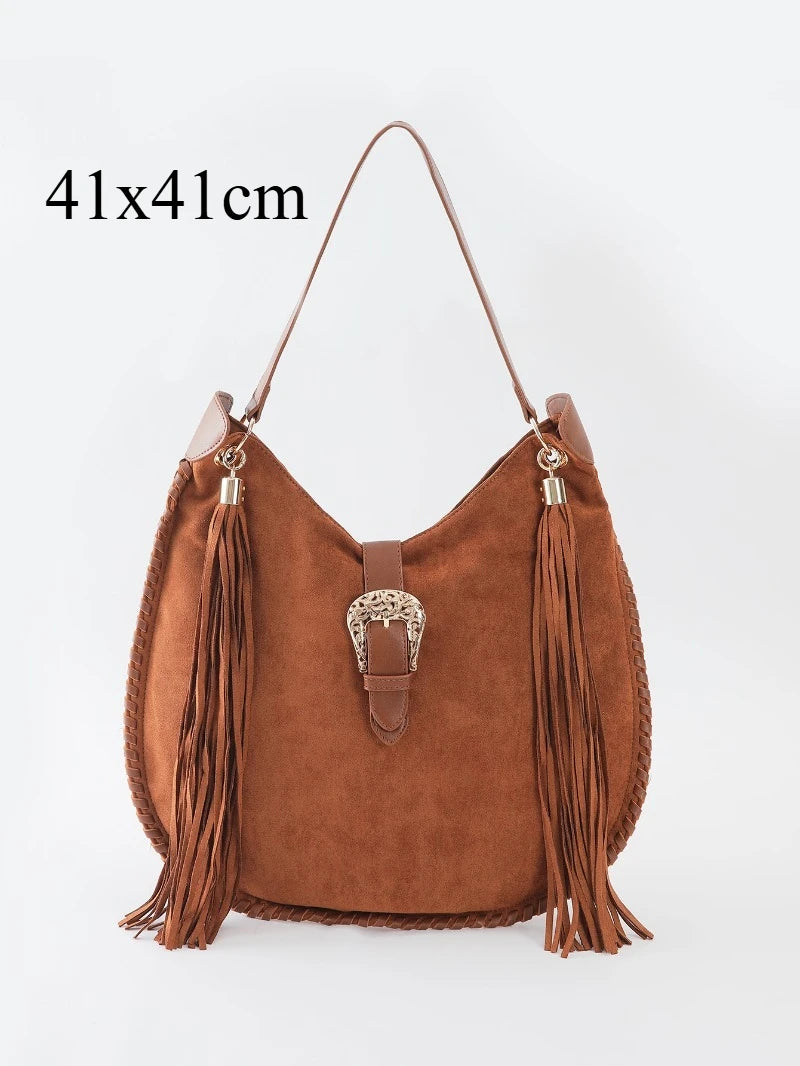 Sac bandoulière  femme – Daim Tissé à franges