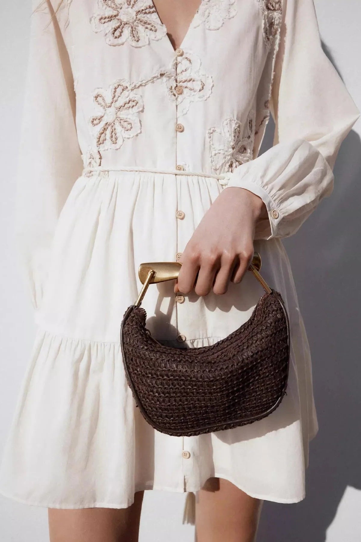 Sac Hobo tressé anse métallique-Rouille & Chocolat