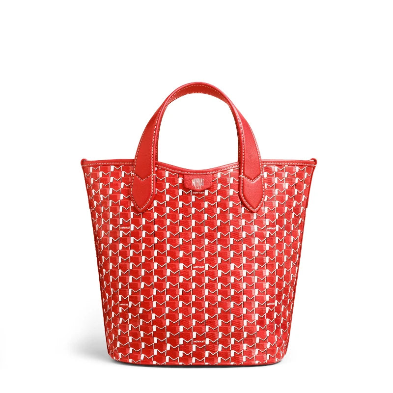 Sac Bucket Canvas Monogramme – Motif géométrique,Coutures contrastées