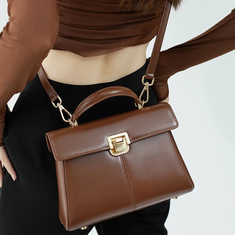 2026 neue Hufeisenschnalle Pendeln Echtleder Tasche Handtasche Einzelschulter große quadratische Umhängetaschen
