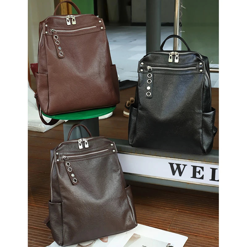 Sac à dos cuir véritable – Style rétro minimaliste