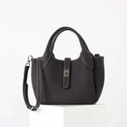 2026 Neue hochwertige Damen-Eimertasche aus Rindsleder, kleine Schulter-Umhängetasche, elegante Pendlerhandtasche für Damen, Grau