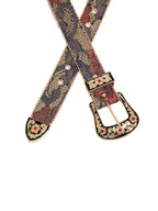Ceinture femme en simili cuir PU à motif floral – Boucle ornée