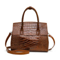 Sac à main cuir véritable embossé brillant –Style bureau chic