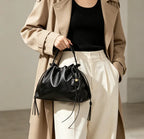 Tote PU Grande Capacité Drawstring Commuter Unisexe
