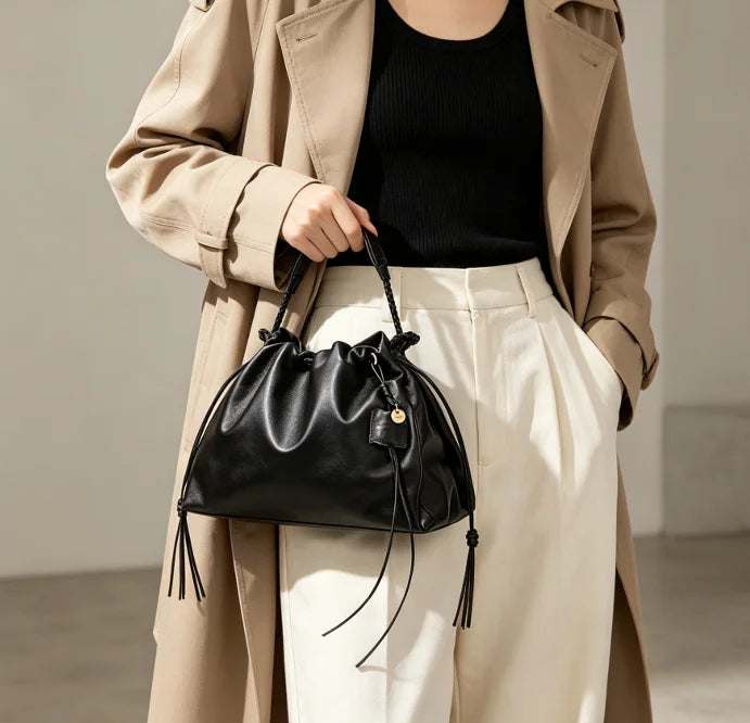 Tote PU Grande Capacité Drawstring Commuter Unisexe