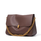 Sac Rabat Cuir Véritable Chaîne Dorée Verrou Flap