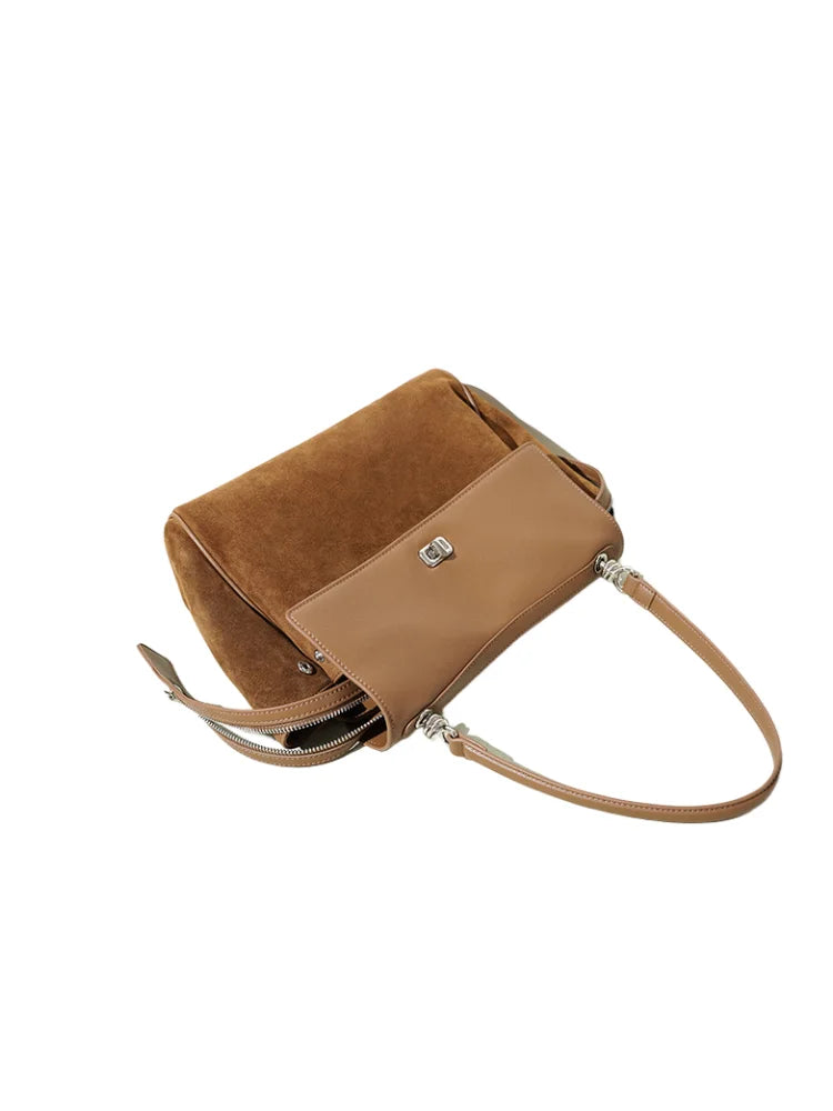 Sac Tote en Cuir Suédé – Cabas Rétro Bandoulière Femme MYNELIA