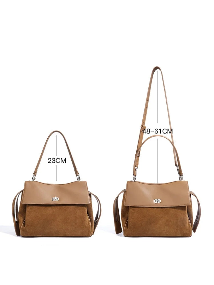 Sac Tote en Cuir Suédé – Cabas Rétro Bandoulière Femme MYNELIA